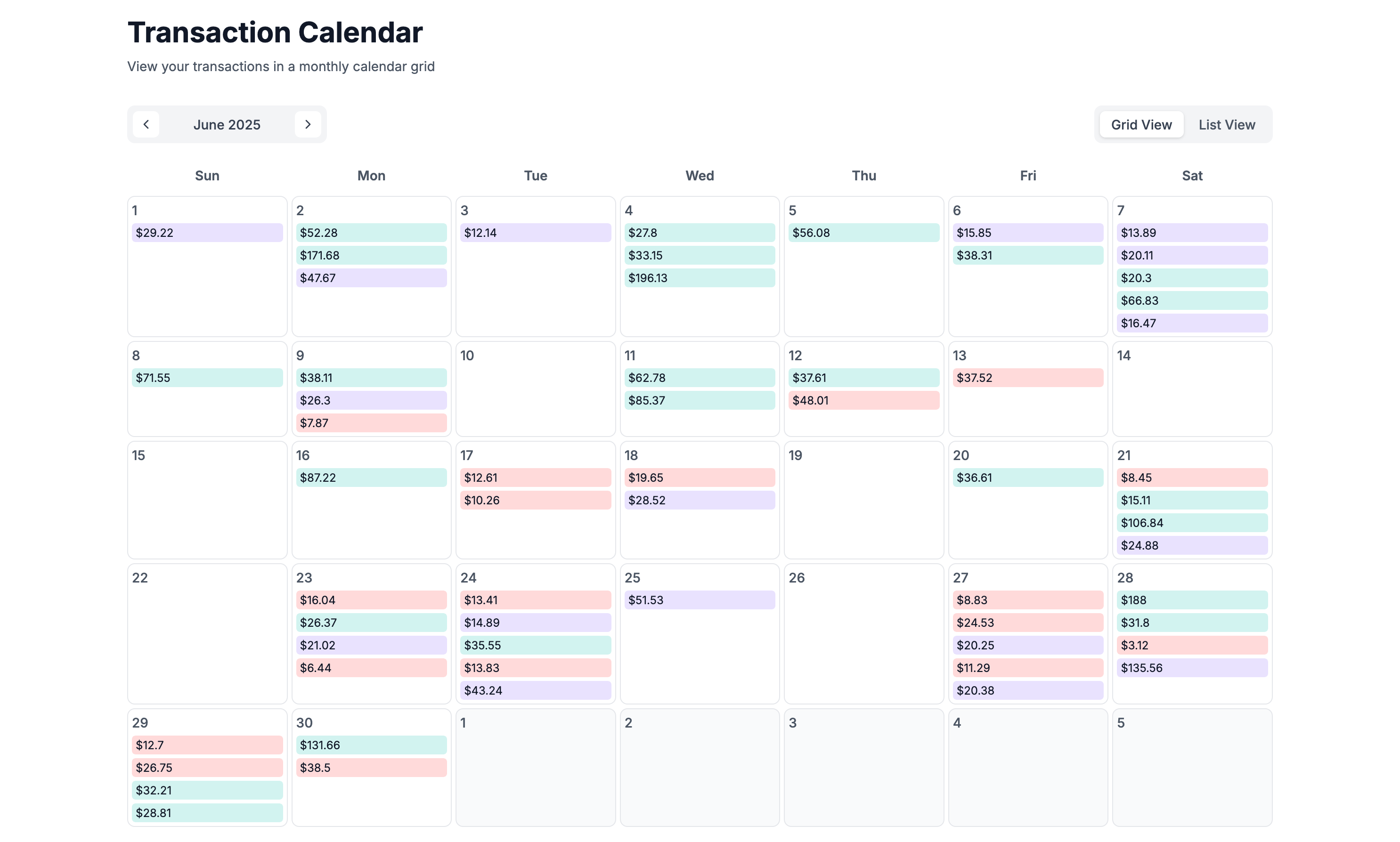 Calendar View interface preview