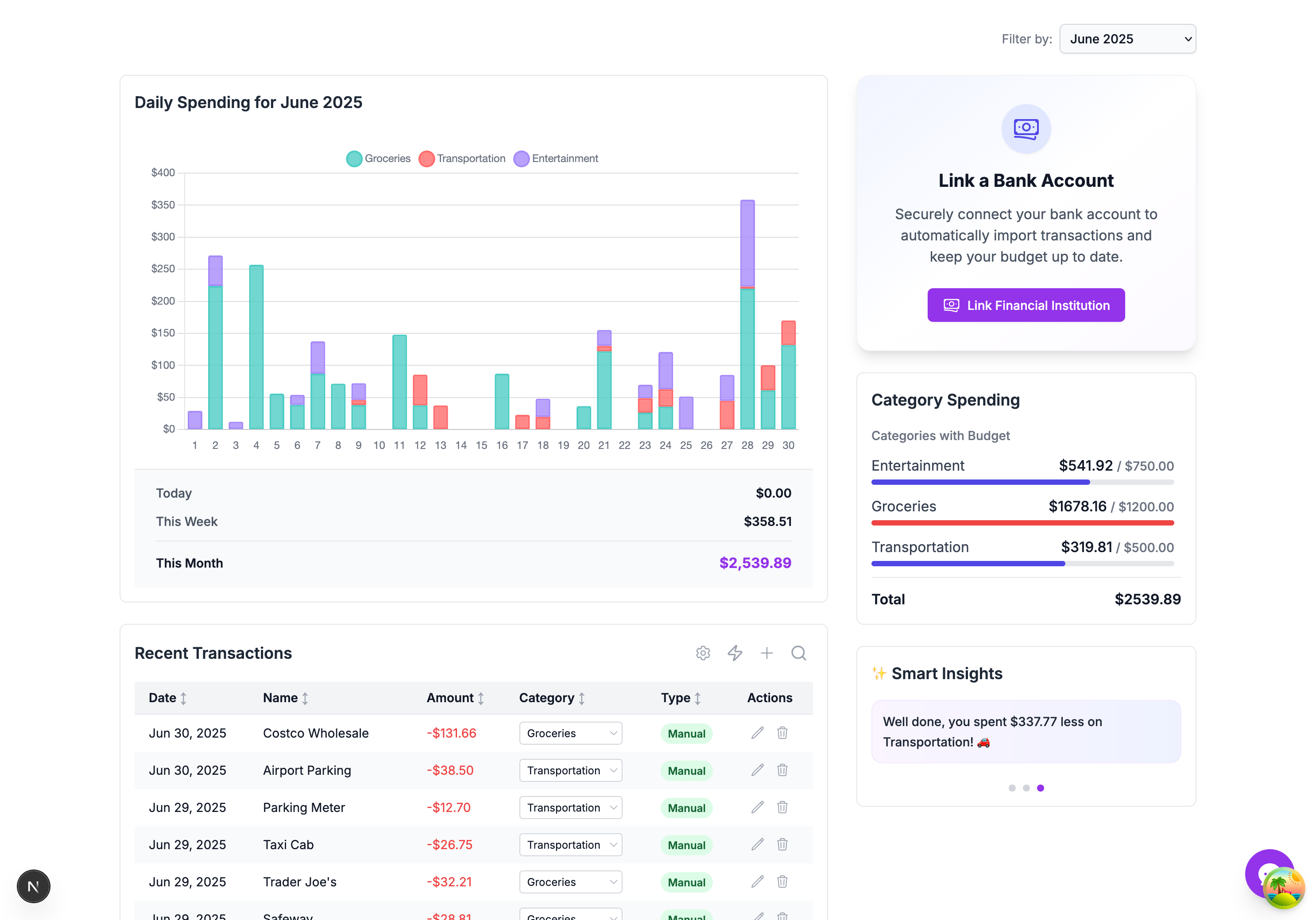 Dashboard interface preview